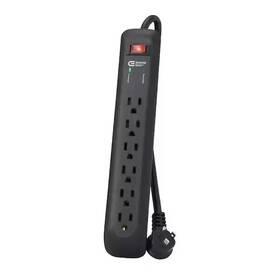 Commercial Electric 970670970290 8 Ft. 6-outlet Surge Protector With 45 Degree Flat Angle Plug Black