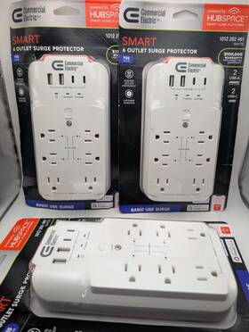 La-12a-c Commercial Electric Lot Of 3 6-outlet Smart Surge Protector Usb A&c Pkg Wear