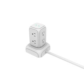 Lts-p03 Commercial Electric Surge Protector Tower 8 Outlet Usb Charging Station 6ft Cord Desktop White