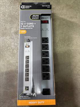 Ylpt-45-1 Commercial Electric Surge Protector 7outlet 12ft Cord All Metal 15a/125v/1875w