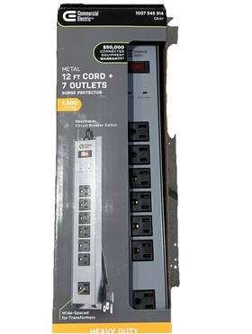 Ylpt-45-2 Commercial Electric 12 Ft Cord 7 Outlet Metal Surge Protector