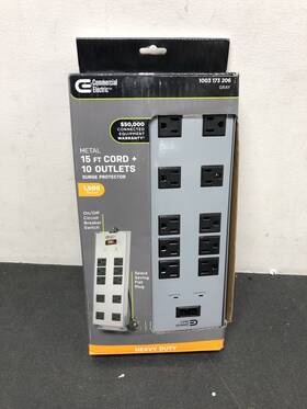 Ylpt-46-1 Commercial Electric 15 Ft. 10-outlet All Metal Surge Protector