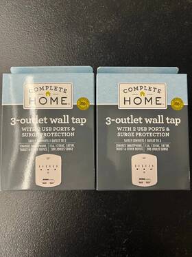 Fbfe6d0f-b2c8-4 Complete Home 2x 3 Outlet Wall Tap With 2 Usb Ports Surge Protection Screw