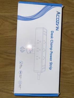 Conwin C222 Desk Clamp Power Strip 9 Outlets Usb Ports 6.6ft Cord White/blue
