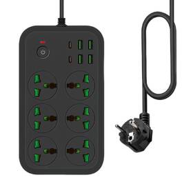 Coofine 798623238299 Eu Plug 12 In 1 Power Strip With Usb C Universal Extension Cord 6 Wid
