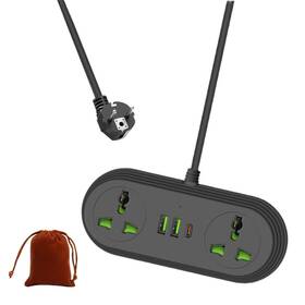 Coofine 798623238800 European Travel Plug Adapter Universal Power Strip With 2 Ac Outlets 3 Usb