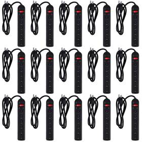 Lia-copkim-1308 Copkim 15 Pack 6 Outlet Power Strip Surge Protector Flat Plug
