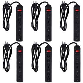 Lia-copkim-315 Copkim 6 Pack Outlet Power Strip 4 Ft Flat Plug Surge Protection For Home Office