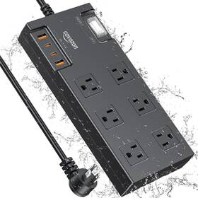Cvz-g03mu-64-6ft-zhu Covozon Outdoor Extension Cord Waterproof 6 Wide Outlets 6ft Ipx6 Power Stri