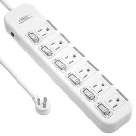 Crst 614198305443 6-outlet Power Strip Surge Protector With Safety Case 15a/1875w Mountabl