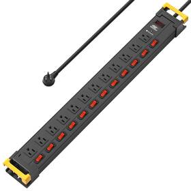 Crst 614198305528 12 Outlets Metal Long Power Strip 15amp/1875w Heavy Duty Surge Protector Powe