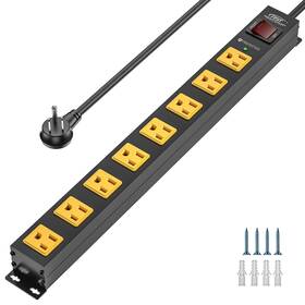2100j Crst 686654519091 8 Outlet Metal Long Power Strip Heavy Duty Surge Protector