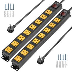 2100j Crst 686654519121 2 Pack 8 Outlet Metal Heavy Duty Power Strip With Switch Surge Pro
