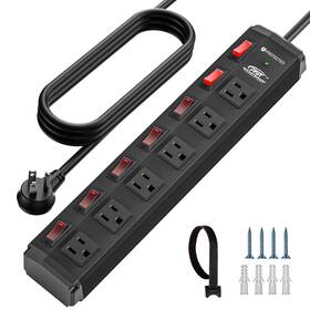 Bbgs-16 Crst 6 Outlet Metal Power Strip With Individual Switches Mountable Heavy Dut