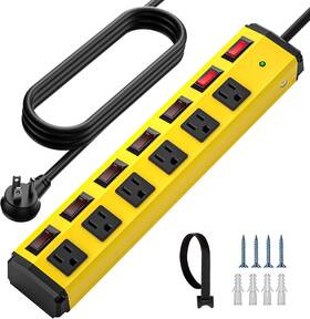 Crst-is6a450 Crst 6-outlet Heavy Duty Metal Power Strip With Individual Switches Yellow