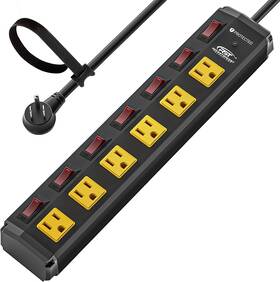 Jug002 Crst 6 Outlet Metal Heavy Duty Power Strip With Individual Switches 6ft Wide Sp