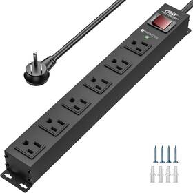 Jug026 Crst 6 Outlet Heavy Duty Power Strip With Switch 15a/1875w Metal 1pk Black