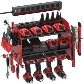To8a450-red Crst Power Tool Organizer Wall Mount With 8-outlet Individual Switched Strip