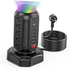 Ap21038 Cyan Box Multiple Outlets Surge Protector Pd 30w Fast Charging Power Strip Tower With