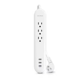 Cyberpower 445047465468 4 Ft. 3-outlet Surge Protector With 3 Usb-c Ports And Cord White