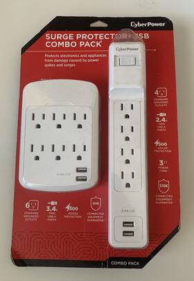 Cyberpower 649532932405 New Surge Protector Usb Combo Pack 3ft Power Cord