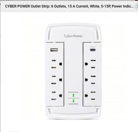 Cyberpower 649532937851 Surge Protector With Swiveling Outlets And Usb Charging