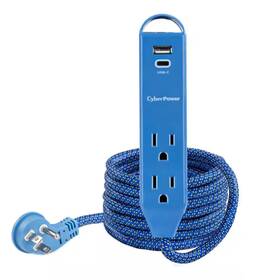 Cyberpower 705353675720 2-outlet Surge Protector Usb-a 2.4 Amp Usb-c 12-watt 400 Joules 6 Ft. Braid C