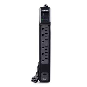 Cyberpower 711181475197 6-outlet Surge Protector With Usb-a And Usb-c 4 Ft. Cord 1800 Joules Black