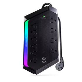 Cyberpower 711181796056 10-outlet Rgb Surge Protector With Two Usb-c Charge Ports 5 Ft Cord 3000 Joule