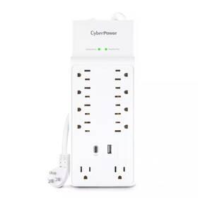 2400joules Cyberpower 744759423122 10-outlet Surge Protector With Usb-a And Usb-c 4 Ft Cord White