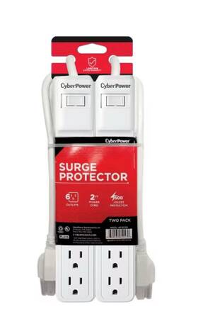 B602rc1 Cyberpower Set Of 2 6 Outlets Power Strip Surge Protector Ft Cord White