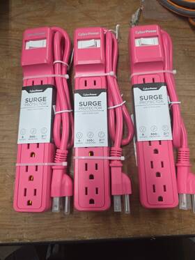 B602rc1dbl Cyberpower Surge Protector Power Strip Protection Pink 6 Outlets - 2 Ft Llt Of 3