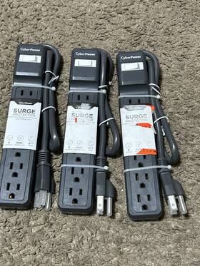 Cyberpower B602rc1gy 3 Pack Surge Protector Power Strip 6 Outlet 2 Ft New