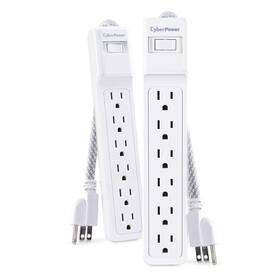 Mp1087ss Cyberpower - 500 Joule White Surge Protector 2-pack With 6 Outlets And 3 Ft Cord