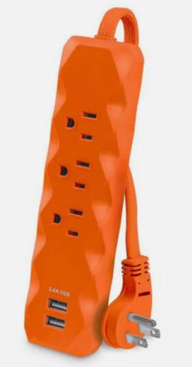 P303uor Cyberpower Cyber Power 3 Ft Extension Cord Outlet Surge Protector 2 Usb 2.4 Amp Orange