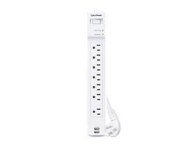 P704urc1 Cyberpower 7-outlet Surge Protector With 2x Usb-a Port White