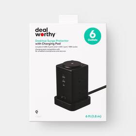 94635660 Dealworthy Surge Protector Tower With Top Charging 6 Outlet Pad Usb-c And Usb-a