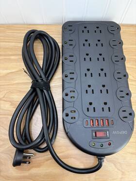 Depow 445027767766 Power Strip 24 Ac Outlets 1875w/15a With 6 Usbs 2 Usb-c Ports Etl Listed