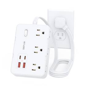 Qt660-u Depow Surge Protector Power Strip With Flat Plug 3 Ft Extension Cord 6 Ac Out