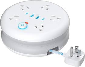 Derjly 445040537551 Retractable Travel Power Strip 10 Ft Extension Cord Portable Powerstrip Surge P