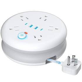 Derjly 977176637061 Retractable Travel Power Strip 10 Ft Extension Cord Portable Powerstr