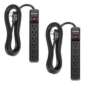 Dewenwils 313048091092 10 Ft. 6-outlet Power Strip Surge Protector 500 J In Black 2-pack