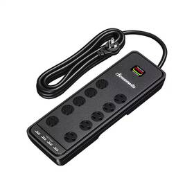 2480 Dewenwils 313048679658 15 Ft. 10-outlet Surge Protector Power Strip With 4-usb Ports J Black