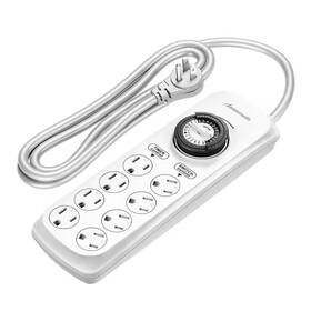 Dewenwils 313100039024 Mechanical Indoor Timer Power Strip With 8-outlets Countdown Flat Plug 6 Ft