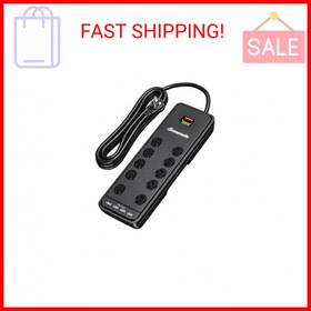 Dewenwils 631851164520 10-outlet Surge Protector Power Strip With 4 Usb Ports 15 Ft Long Ext
