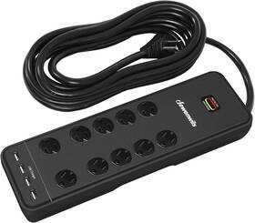 Dewenwils 711181302950 10-outlet Surge Protector Power Strip With 4 Usb Ports 15 Ft Long Ext