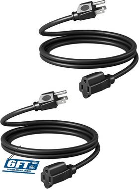 Dl-52 Dewenwils 6ft 14/3 Sjtw Weatherproof Extension Cord 3 Prong Heavy Duty Power Cable 2 Pack