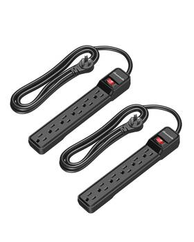 Hou606b Dewenwils 2-pack 6-outlet Power Strip Surge Protector 6ft Long 6 Foot Black