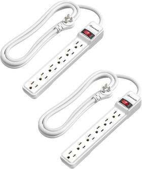 Hou606j Dewenwils 2-pack 6-outlet Power Strip Surge Protector With 6ft Extension Cord Wall Mount