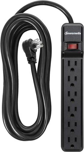 Hou625a Dewenwils 25ft Power Strip Surge Protector 6-outlet Strips With Low Black